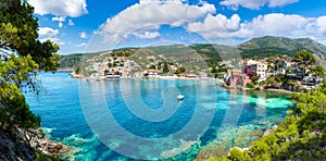 Landscape with Assos village on Kefalonia, Greece