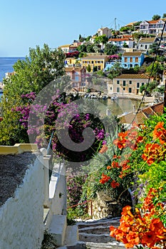 Landscape with Assos village on Kefalonia islands, Greece