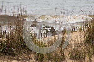 Landscape of the Atlantic Ocean beach in Rehoboth Beach Delaware.