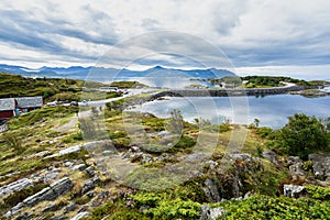 Landscape of the Atlantic Road connected by a causeway, More og Romsdal, Norway