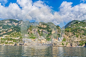 Landscape with Atrani town, amalfi coast, Italy