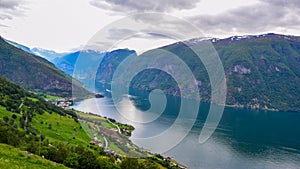 The landscape of Aurlandsfjord in Norway