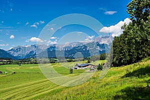 Landscape in the Austrian alps at Saalfelden, district Zell am See in Salzburg