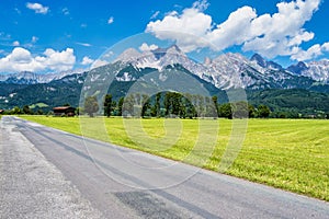 Landscape in the Austrian alps at Saalfelden, district Zell am See in Salzburg