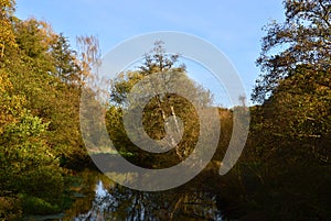 Landscape in Autumn at the River Boehme in the Town Walsrode, Lower Saxony