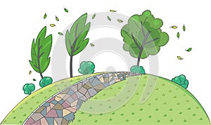 Landscape background. Children vector illustration