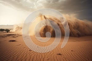 Landscape background of dramatic sand storm in desert