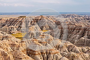 The landscape in Badlands national park in the evening during summer times , South Dakota, United States of America