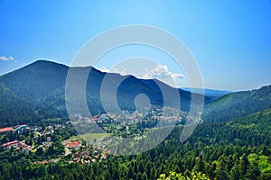 Landscape with Baile Tunsad resort, Transylvania, Harghita county, Romania