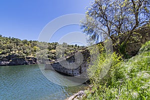 Landscape on the banks of the lozoya river. Buitrago de Lozoya Madrid Spain