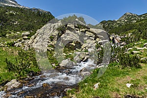 Landscape with Banski lakes and Small Polezhan peak, Pirin Mountain