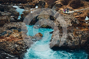 The Landscape of Barnafoss Waterfall, Iceland