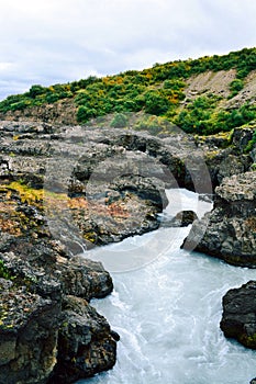 Barnafoss waterfall in western Iceland.