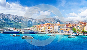 Landscape with Baska town, Krk island, Croatia