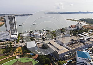 The landscape of the Batam Center area, Batam City, Indonesia, seen from a height.
