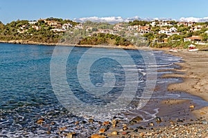 Landscape of Bathing beach Porto Frailis on the rocky coast of Sardinia - Italy