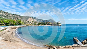 Landscape with beach Baie des Fourmis, Beaulieu sur Mer, Cote d `Azur, France