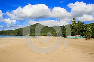 Landscape the beach of Nacpan. The island of Palawan.