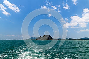 landscape of Bear Na Hill with sea and blue sky at Hat Chao Mai National Park. Trang