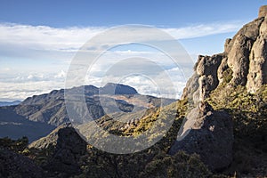 Landscape on a beautiful morning with paramo vegetation in Chirripo National Park photo