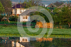 Landscape with beautiful nature in the village in the Republic of Moldova