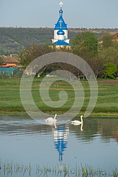 Landscape with beautiful nature in the village in the Republic of Moldova