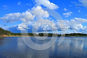 The landscape is beautiful sky over the lake