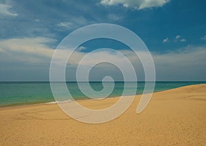 landscape of the beautiful summer beach and the blue sky