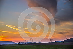 Landscape  at the sunset in the springtime