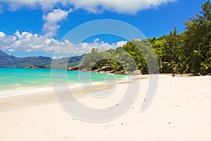 Landscape of beautiful tropical beach at Seychelle island