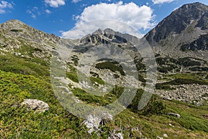 Landscape of Begovitsa River Valley, The Tooth, the dolls and Yalovarnika Peaks, Pirin Mountain, Bulgaria