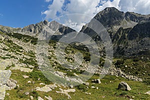 Landscape of Begovitsa River Valley, The Tooth, the dolls and Yalovarnika Peaks, Pirin Mountain, Bulgaria