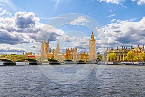 Landscape with Big Ben and Westminster palace in London