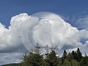 Landscape with big, puffy clouds