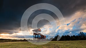 Landscape with big watching tower