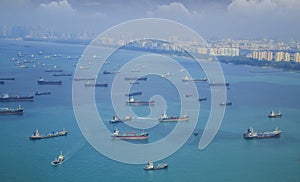 Landscape from bird view of Cargo ships