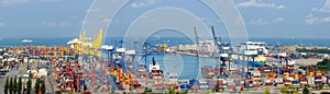 Landscape from bird view of Cargo ships