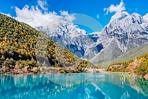 Landscape of Blue Moon Valley in Jade Dragon Snow Mountain, Lijiang, Yunnan, China