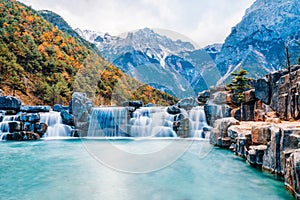 Landscape of Blue Moon Valley in Jade Dragon Snow Mountain, Lijiang, Yunnan, China photo