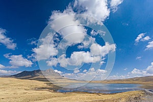 Landscape with blue sky in the Highlands of Peru