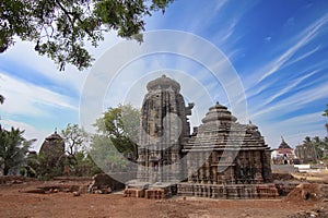 Landscape Blue Sky View of Suka Sari Temple in Bhubaneswar - Odisha, India