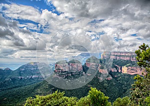 Landscape at the Blyde River Canyon, Viewpoint Three Rondavels