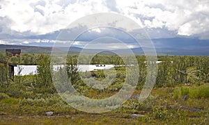 Landscape with a boat in norsk tundra