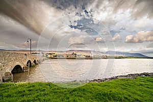 Landscape with a bridge and an old windmill  at Blennerville in Tralee Bay