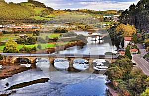 Landscape and bridge in San Vicente de la Barquera city Spain