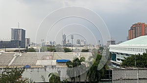 Landscape, building area in the city, Bangkok, where is crowded with sky PM 2.5 dust pollution