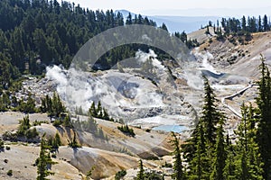 Landscape of Bumpass Hell in Lassen Volcanic National Park