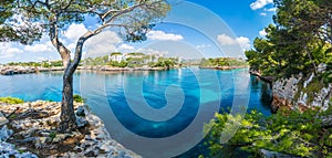 Landscape with Cala D `or bay and city, Palma Mallorca Island, Spain photo