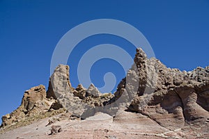 Landscape from the Canary Island of Tenerife in the center of the island with a cloudless sky