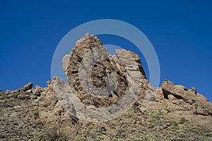 Landscape from the Canary Island of Tenerife in the center of the island with a cloudless sky